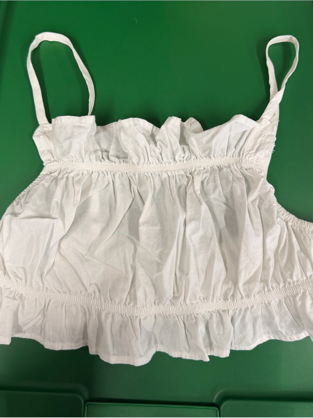 H&M White Ruffled Smocked Crop Tank